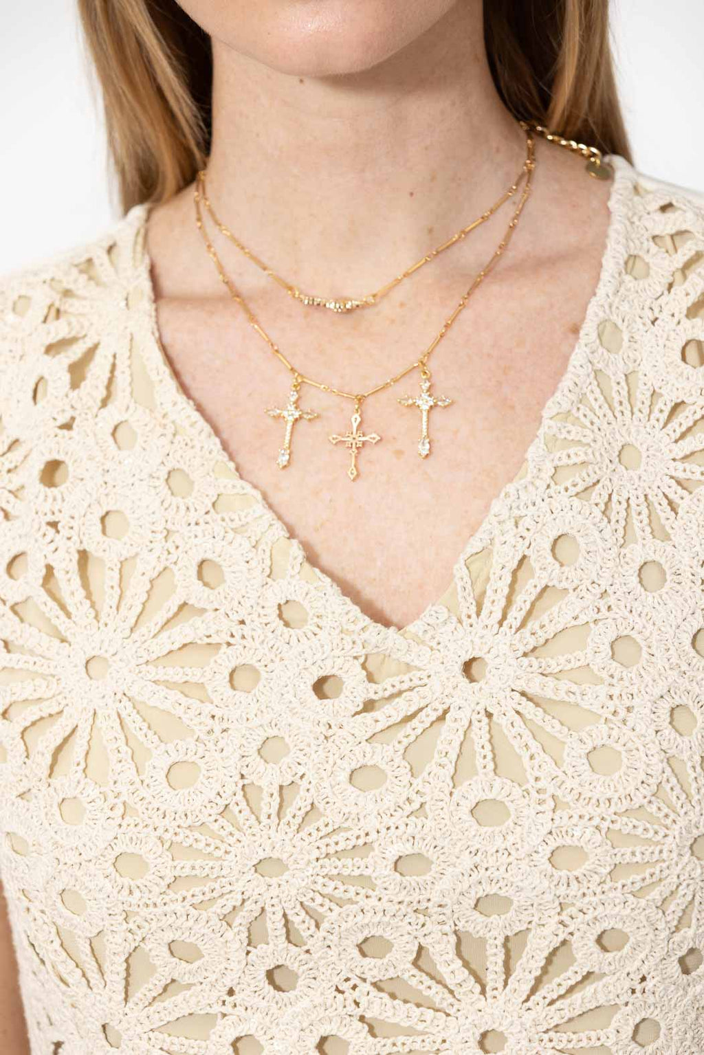 Ecru Crochet Flippy Top
