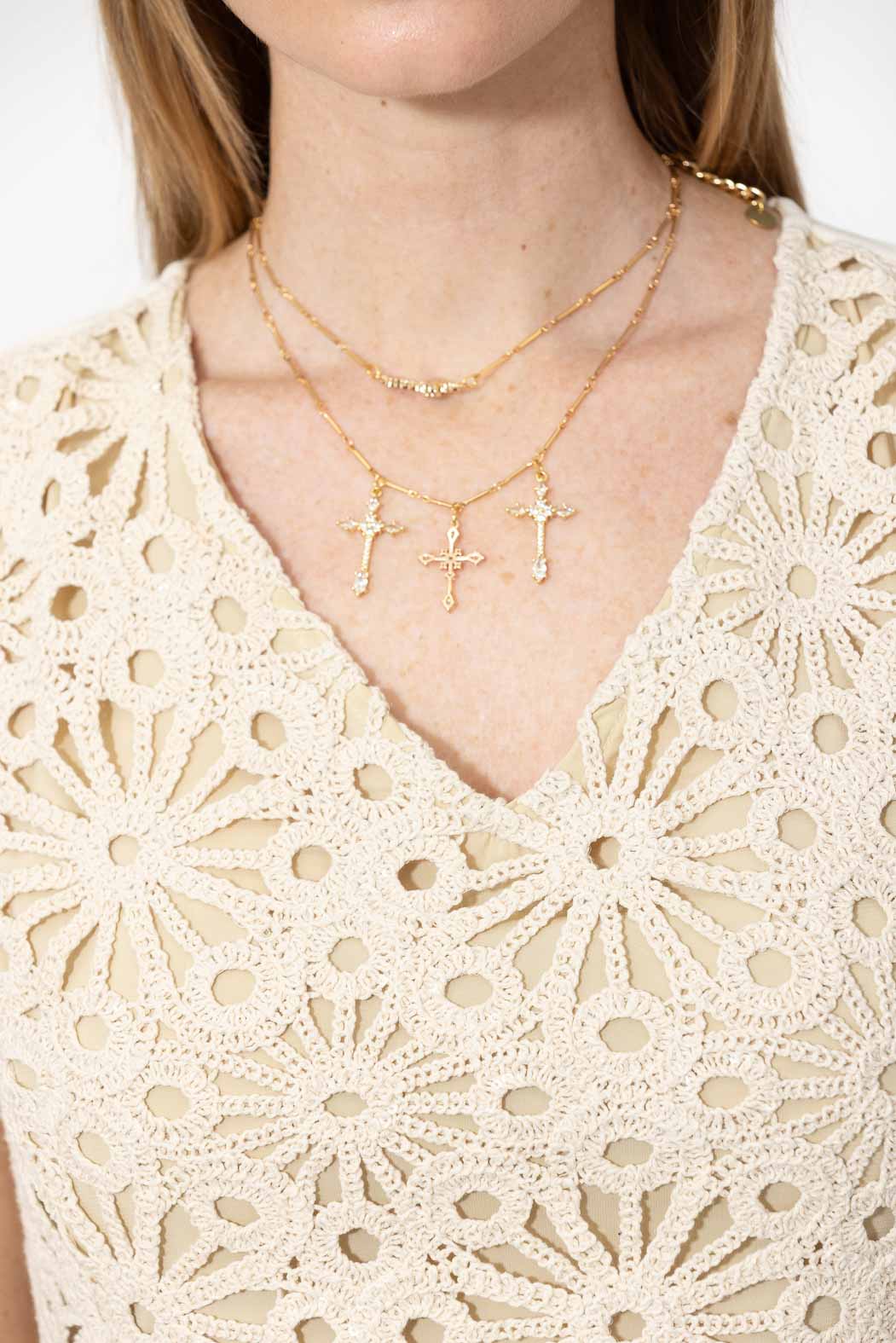 Ecru Crochet Flippy Top