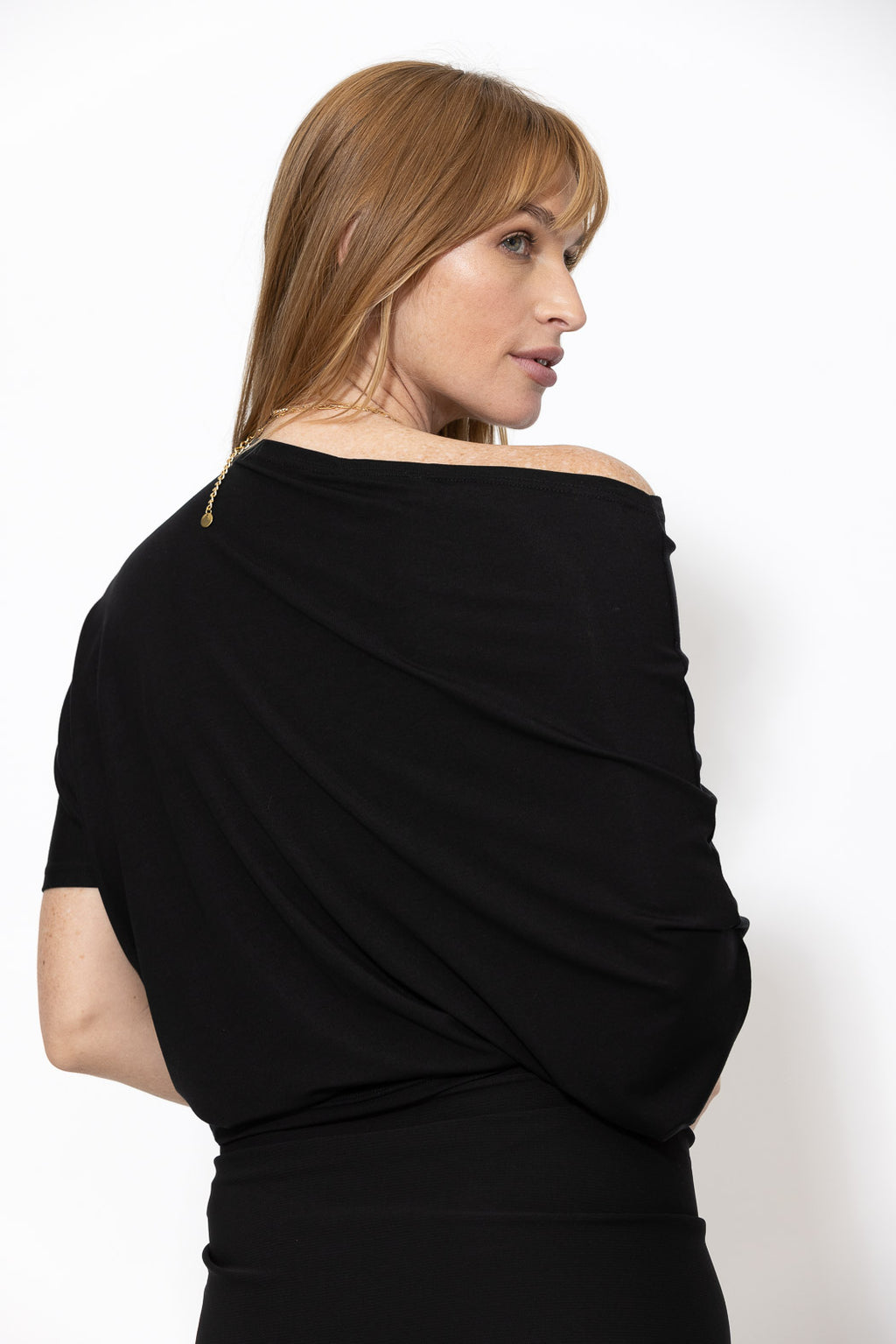 Black Tencel Drape Top
