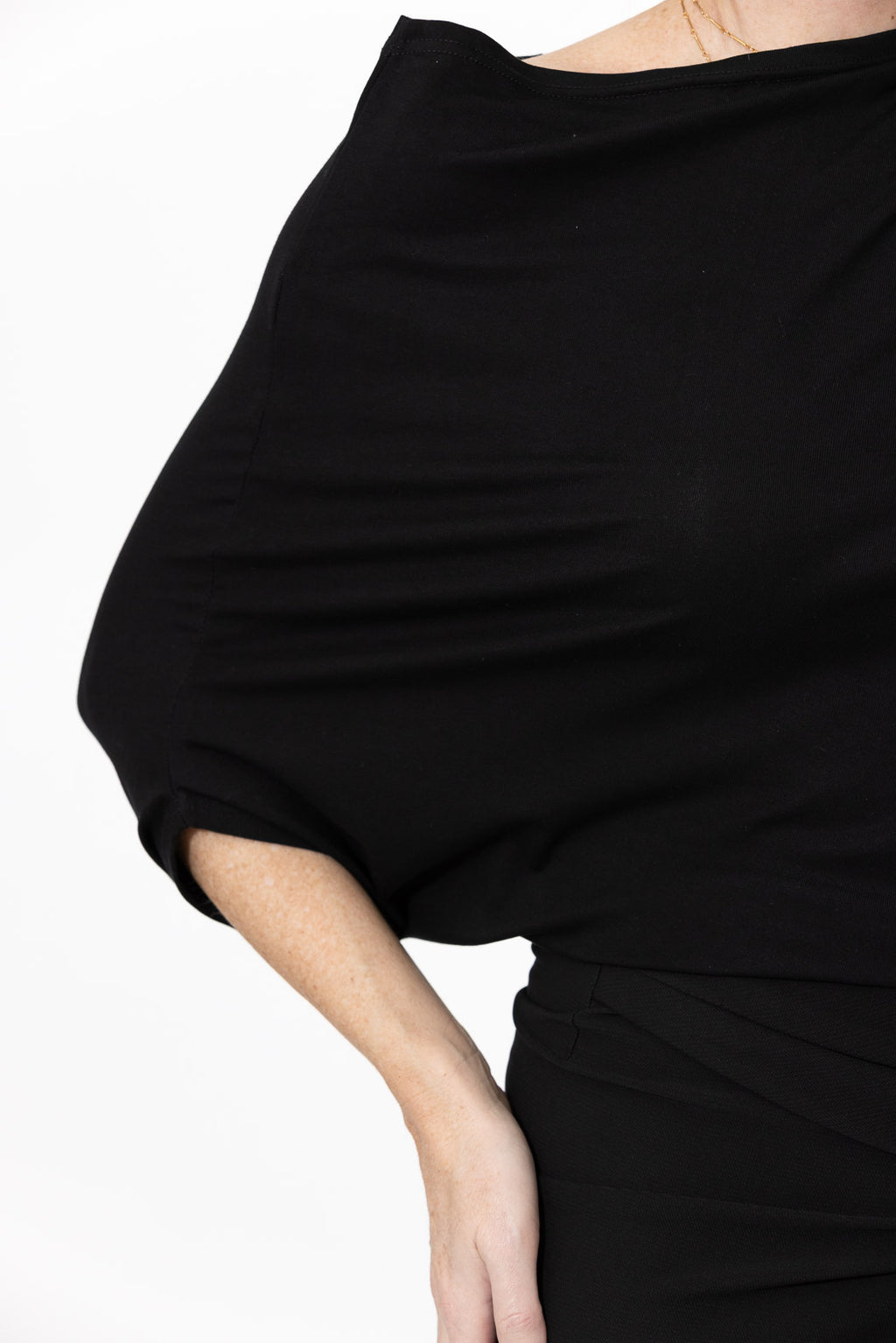 Black Tencel Drape Top