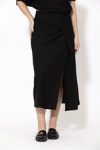 Black Stretch Drape Skirt