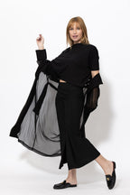 Black Stretch Drape Skirt