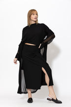 Black Tencel Drape Top