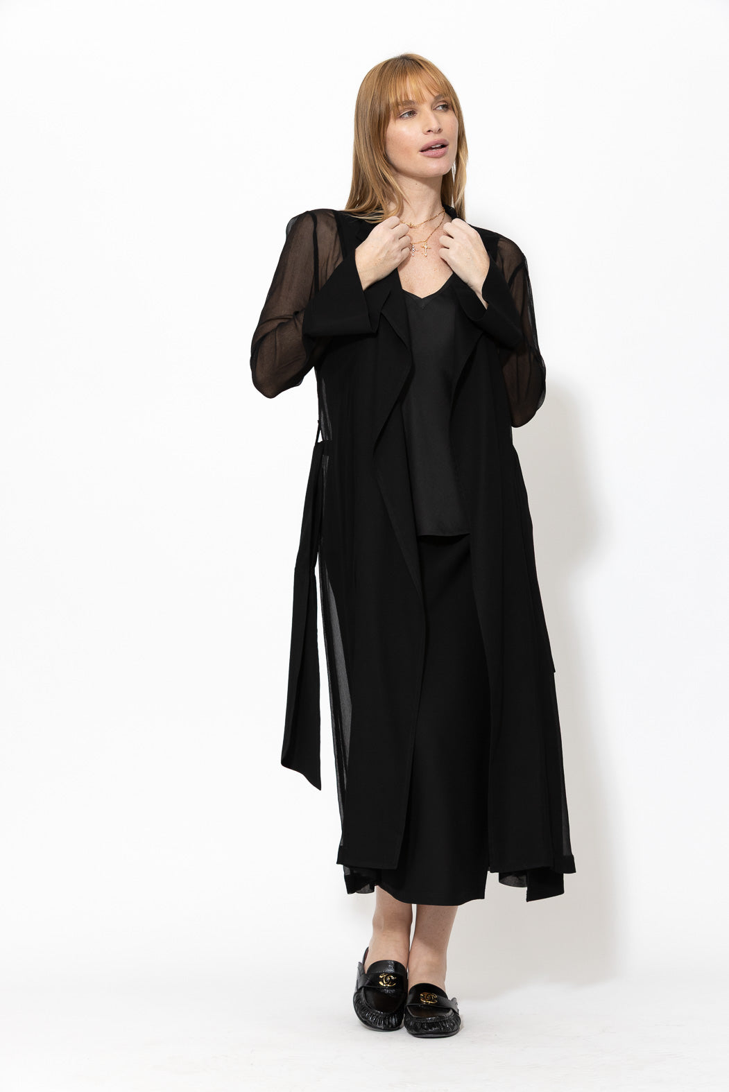 Black Viscose Trench Coat