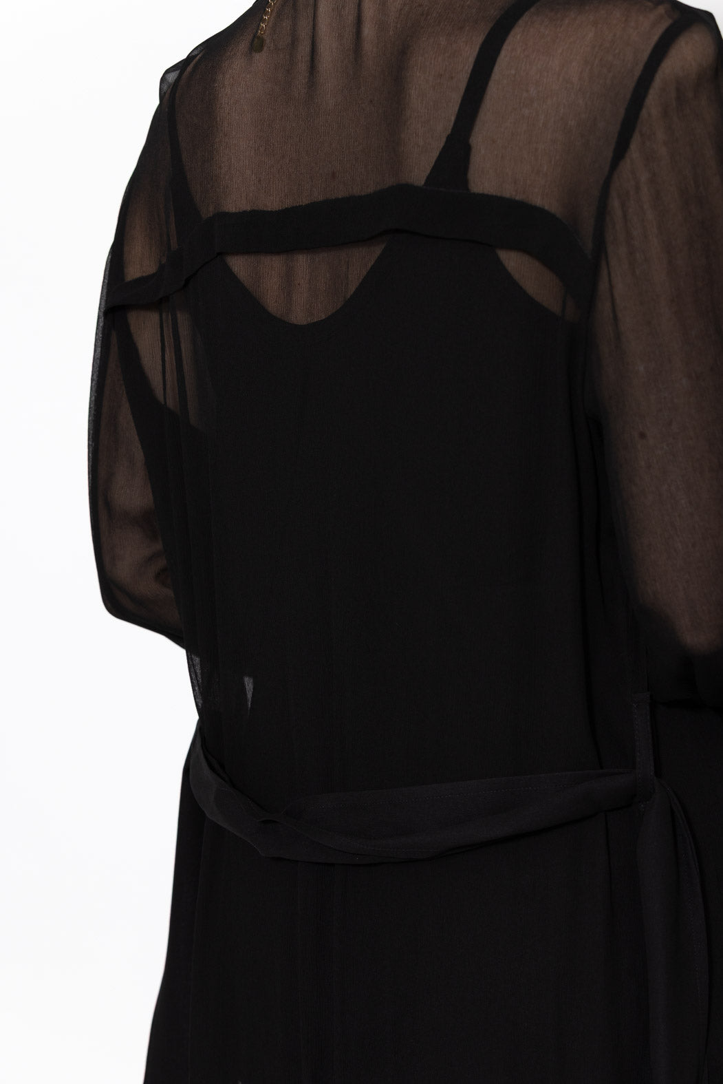 Black Viscose Trench Coat