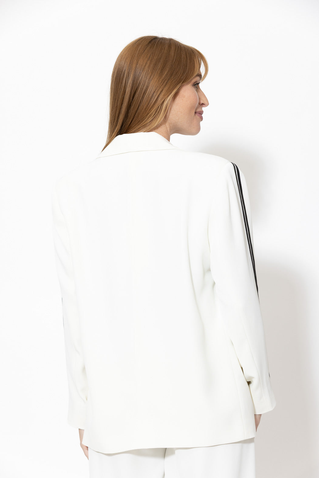 Ivory Euro Stripe Boyfriend Blazer