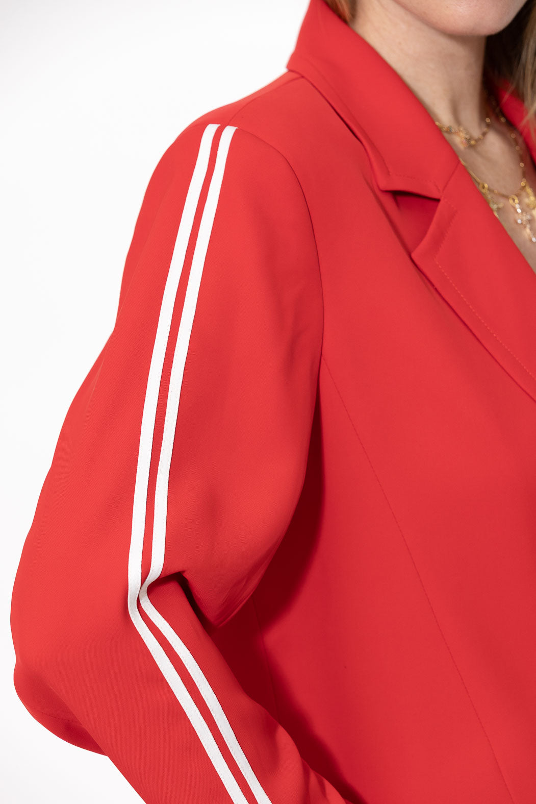 Red Euro Stripe Boyfriend Blazer