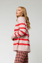 Pink Red Chunky Stripe Knit Jumper