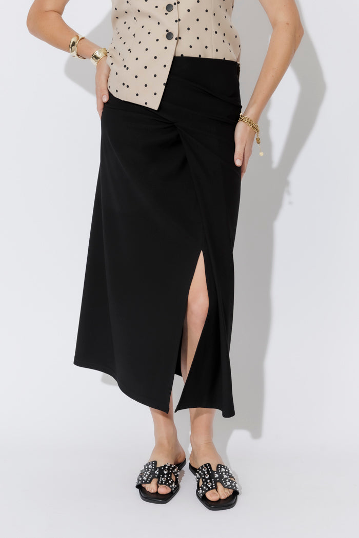 Black Drape Front Skirt
