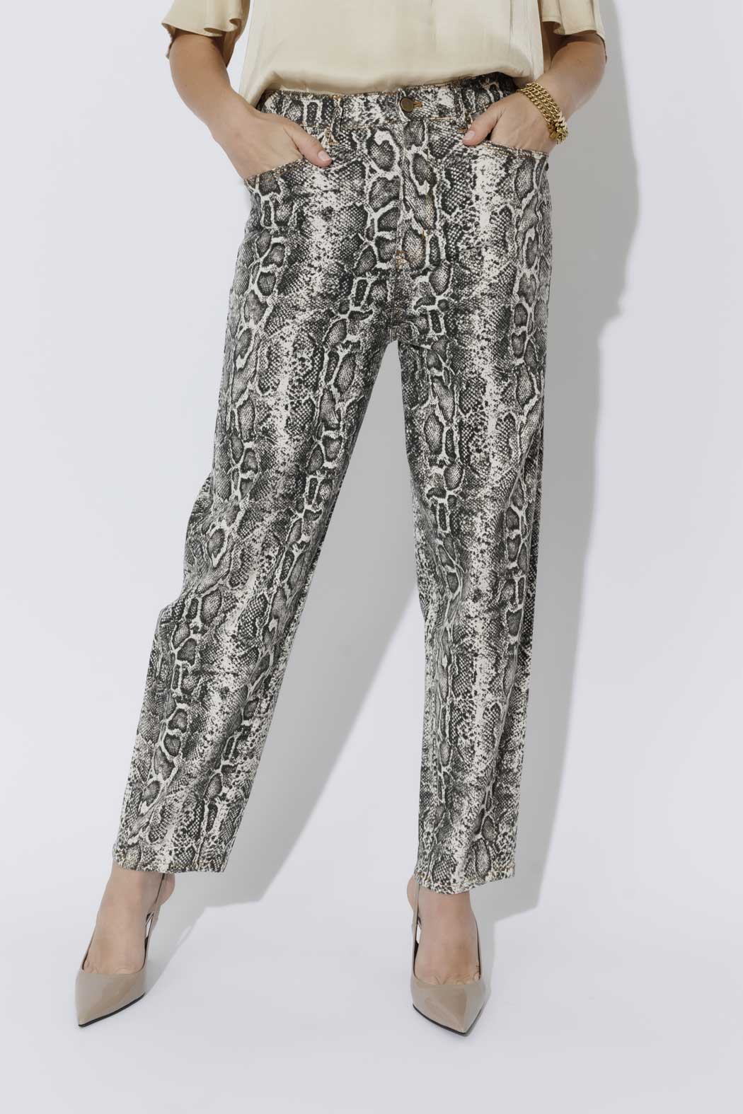 Snake Denim Barrel Jean