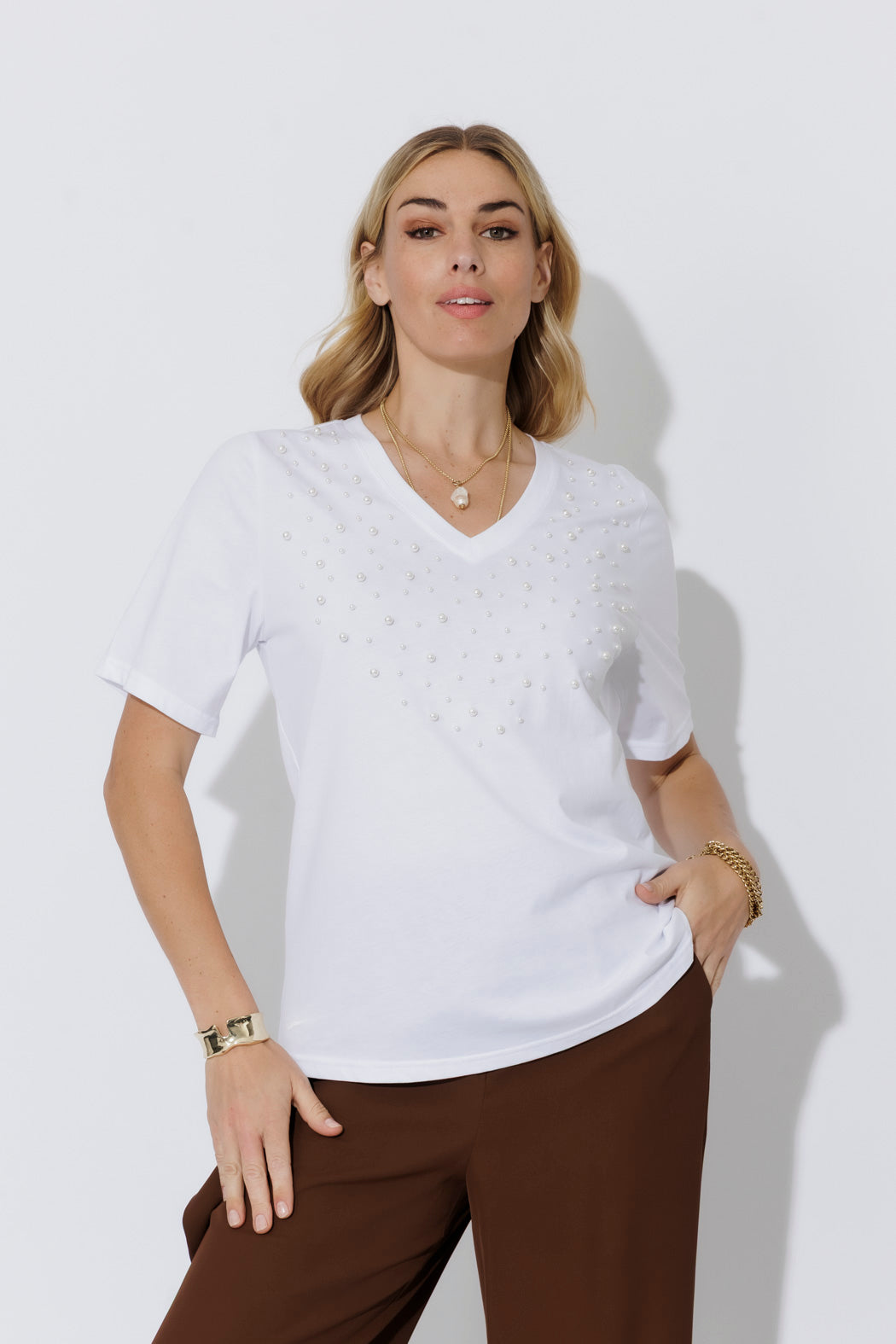 White Cotton Pearl T-Shirt