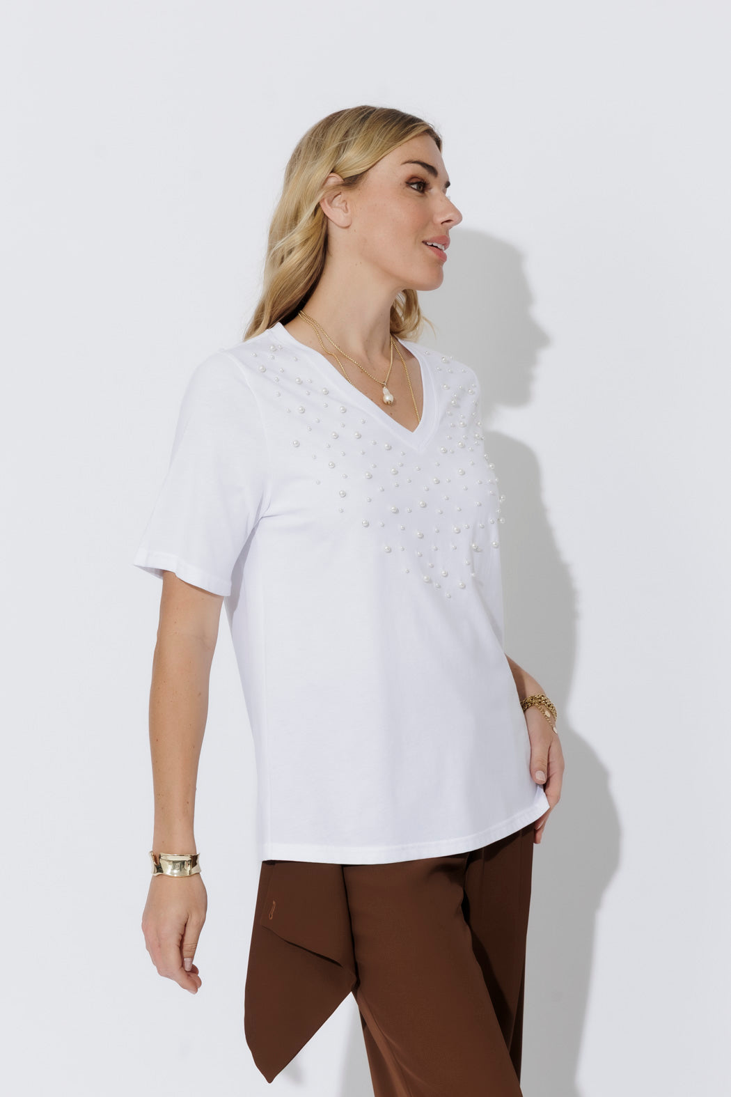 White Cotton Pearl T-Shirt