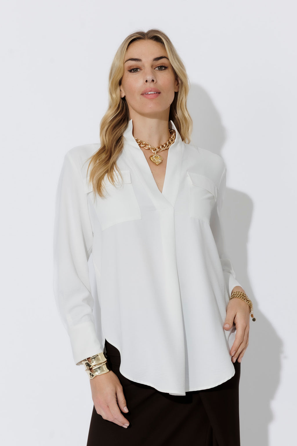 Ivory Luxury Cargo Blogger Shirt