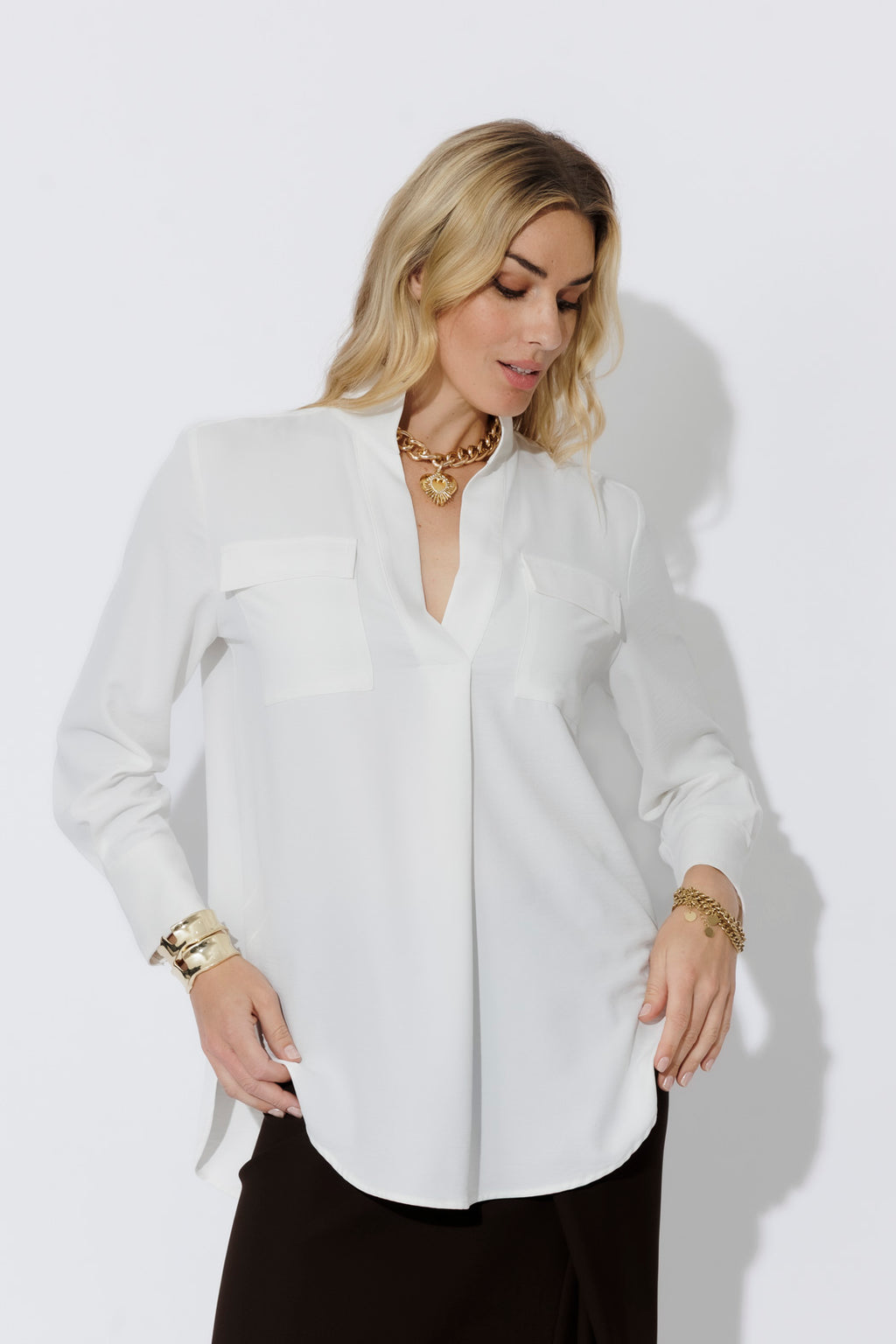Ivory Luxury Cargo Blogger Shirt