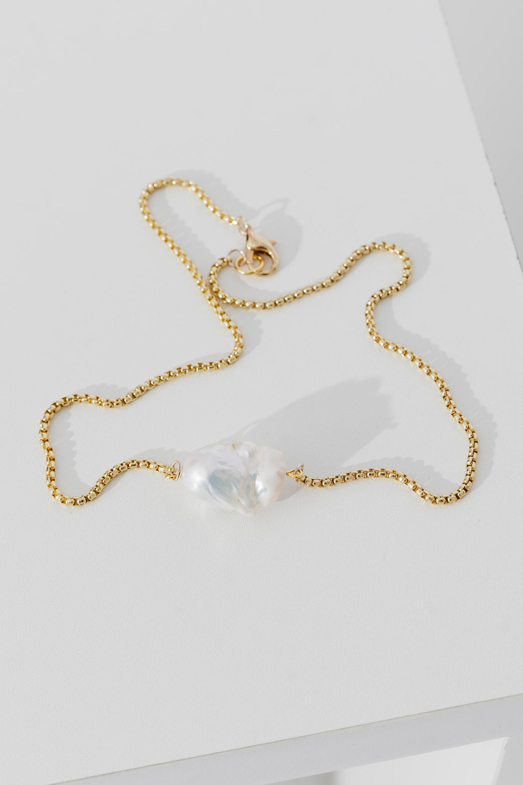 Gold Angled Baroque Pearl Necklace