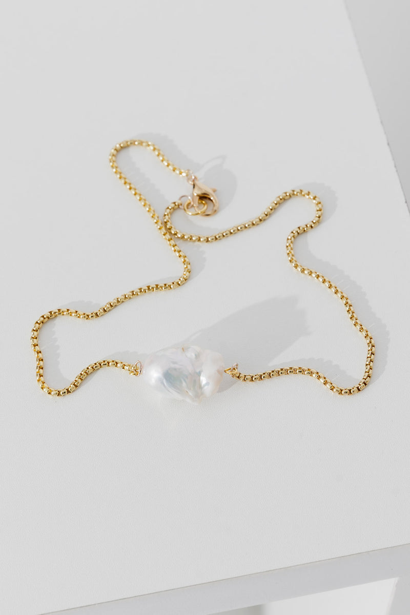 Gold Angled Baroque Pearl Necklace