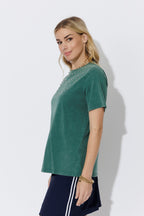 Green Washed Cotton Diamante T-Shirt