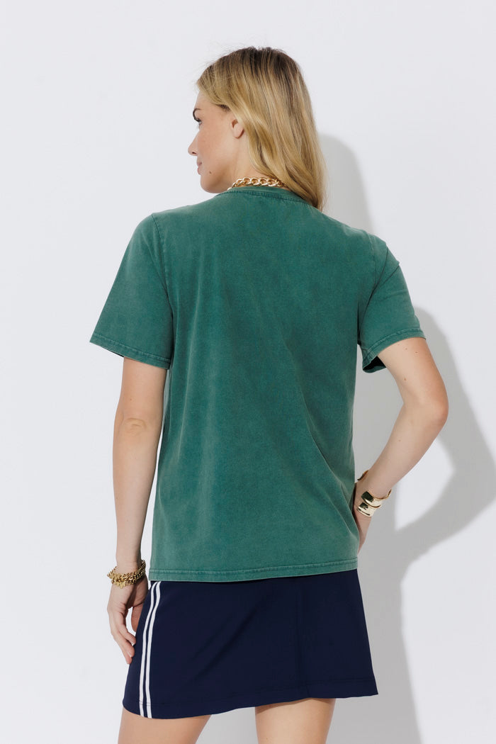Green Washed Cotton Diamante T-Shirt