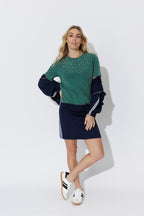 Green Washed Cotton Diamante T-Shirt