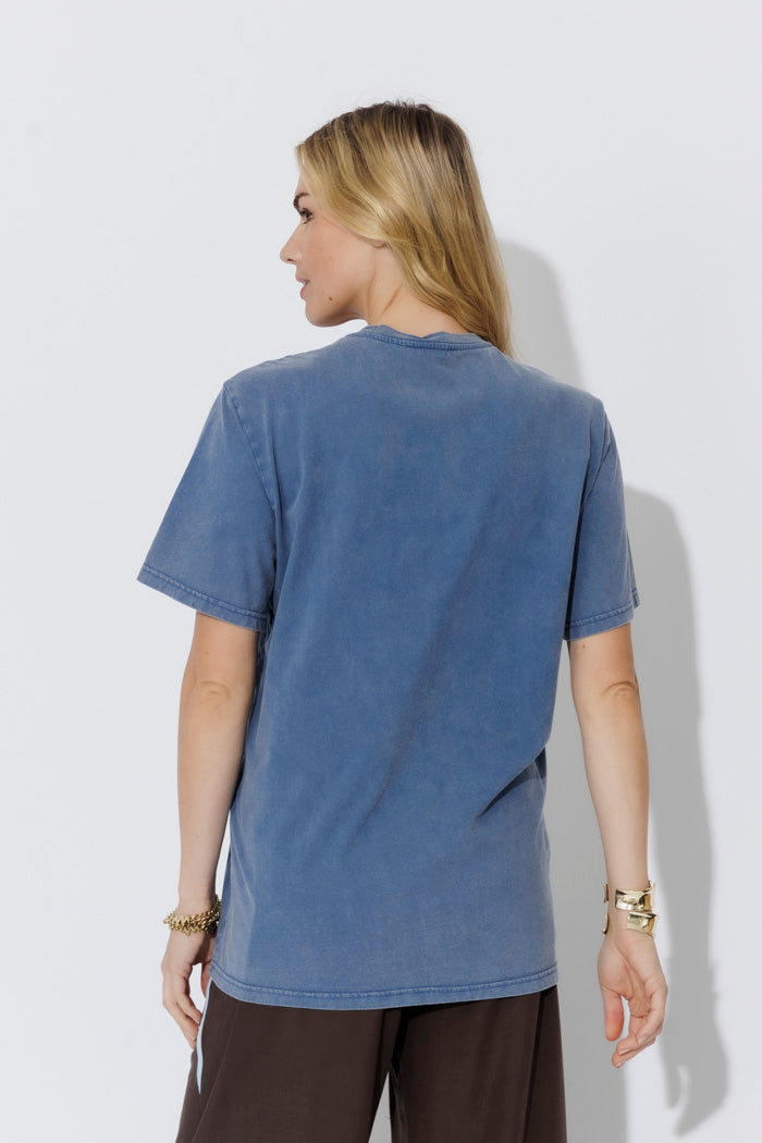Cornflower Washed Cotton Band T-Shirt