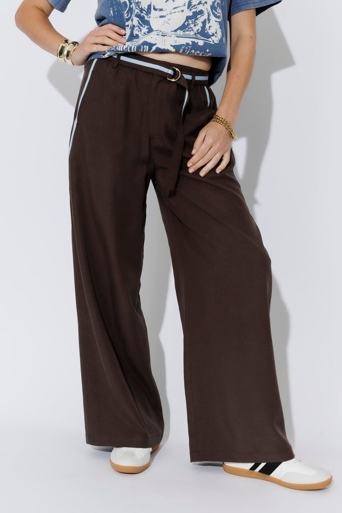 Chocolate Lyocell/Linen Sport Pant