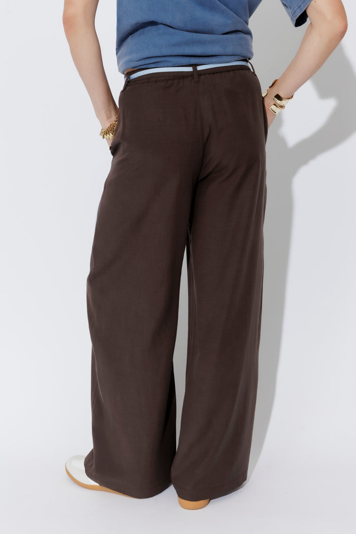 Chocolate Lyocell/Linen Sport Pant