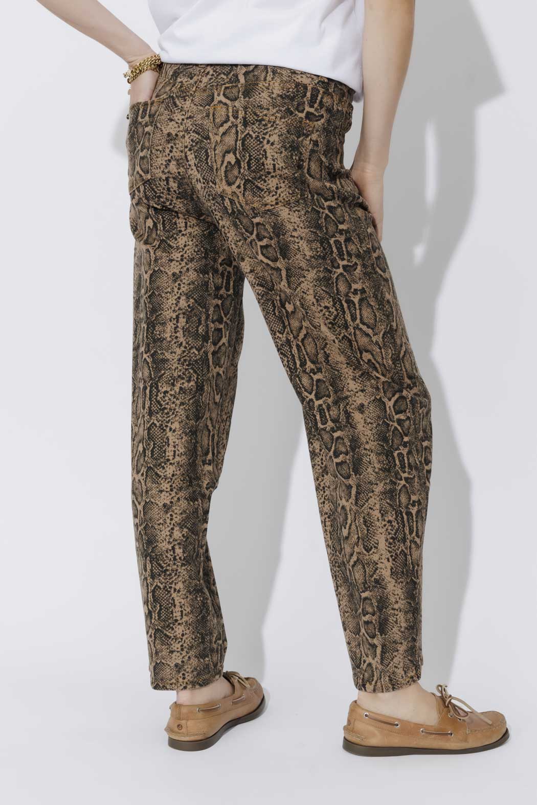Tan Snake Denim Barrel Jean Tan Snake