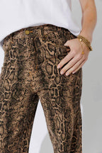 Tan Snake Denim Barrel Jean Tan Snake