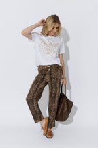 Tan Snake Denim Barrel Jean Tan Snake