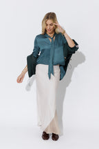 Teal Glow Tie Collar Blogger Shirt