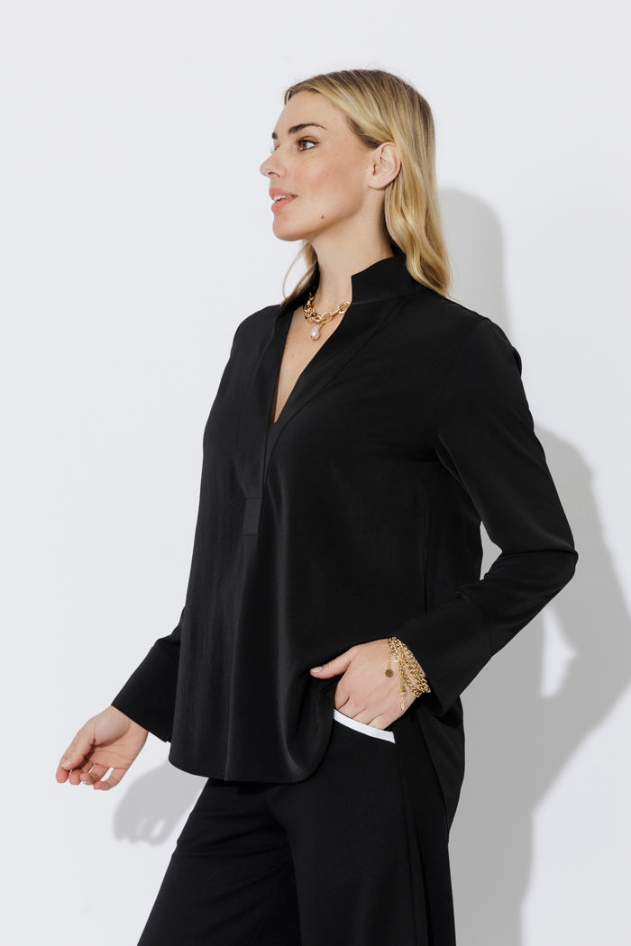 Black Luxury Longline Blogger Shirt