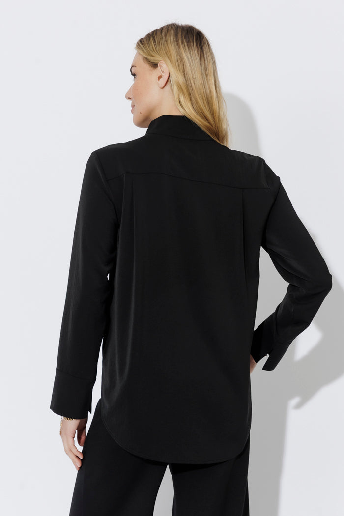 Black Luxury Longline Blogger Shirt