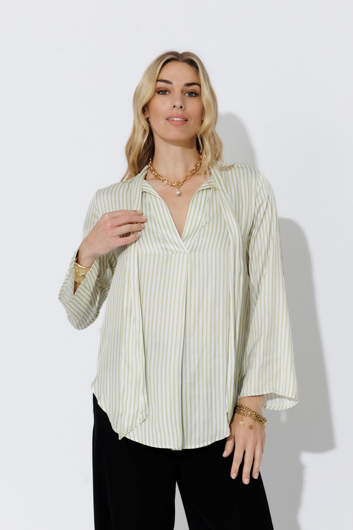 Stripe Tie Collar Blogger Shirt