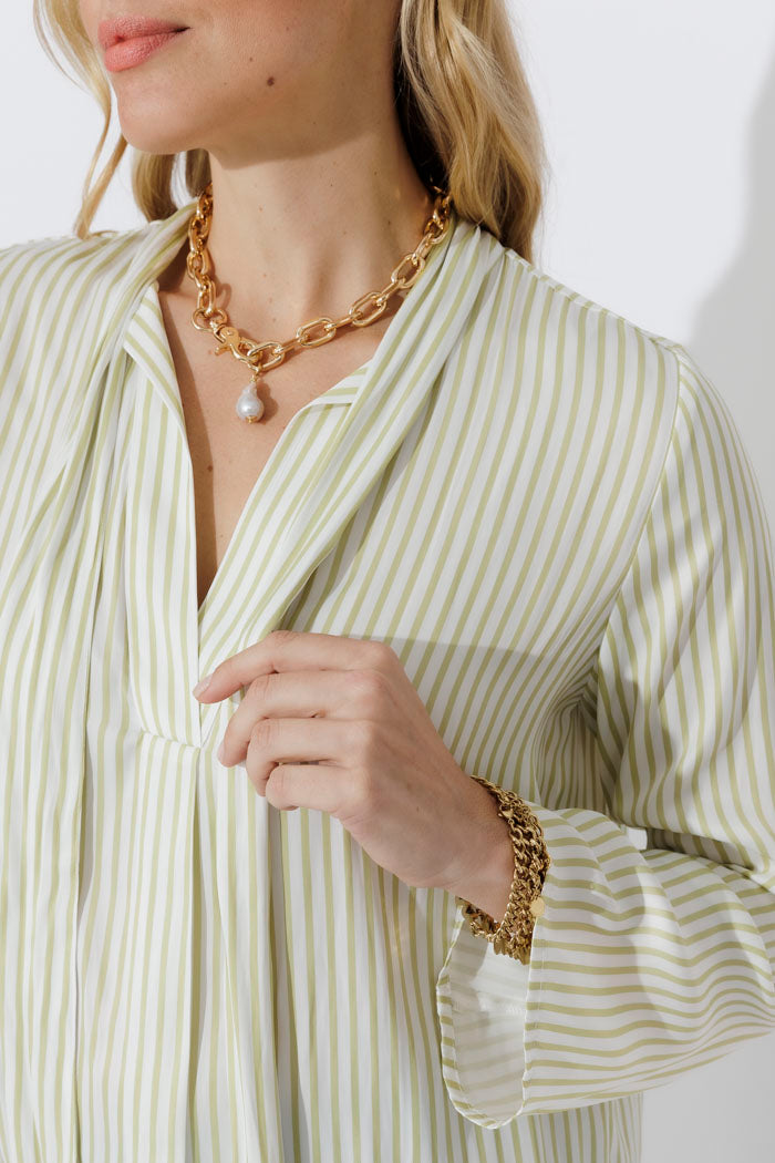 Stripe Tie Collar Blogger Shirt