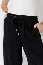 Black Leisure Drawstring Pant