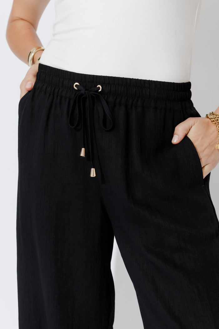Black Leisure Drawstring Pant