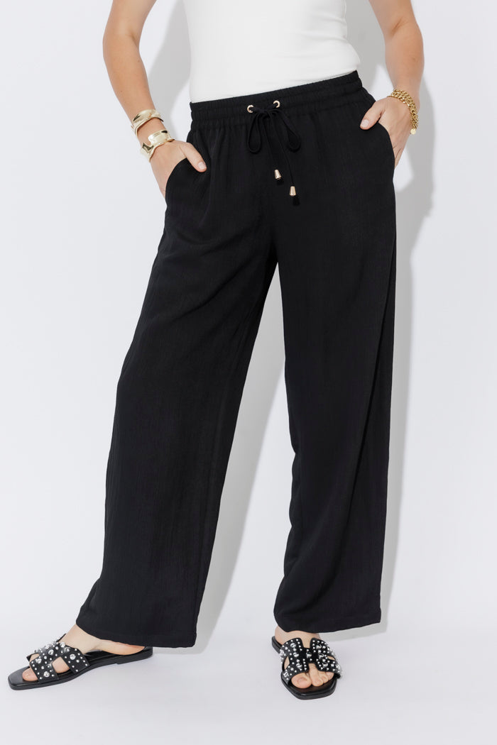 Black Leisure Drawstring Pant