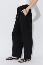 Black Leisure Drawstring Pant