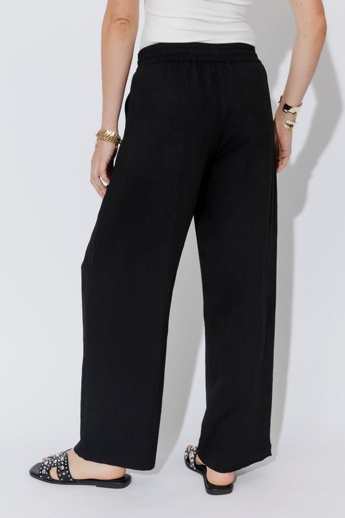 Black Leisure Drawstring Pant