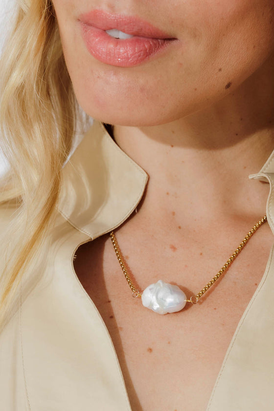 Gold Angled Baroque Pearl Necklace