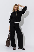 Black Leisure Drawstring Pant