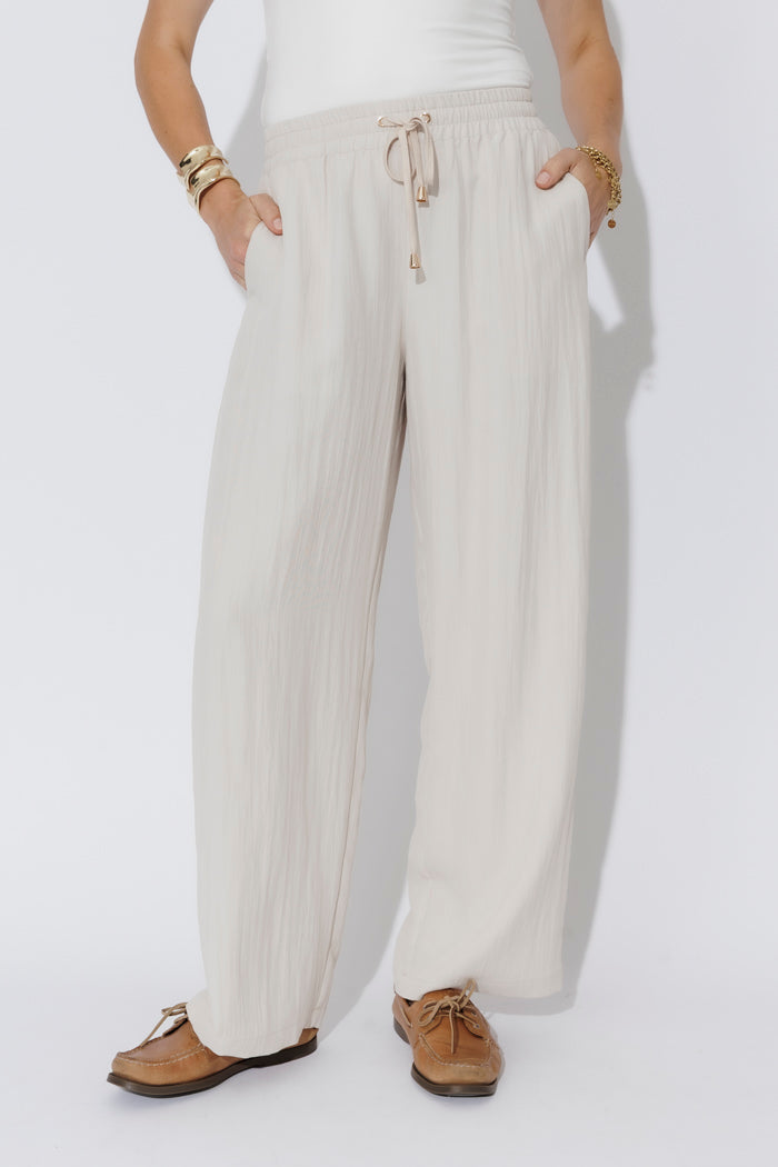 Beige Leisure Drawstring Pant