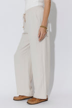Beige Leisure Drawstring Pant