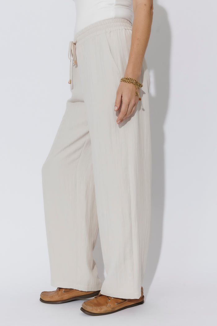 Beige Leisure Drawstring Pant