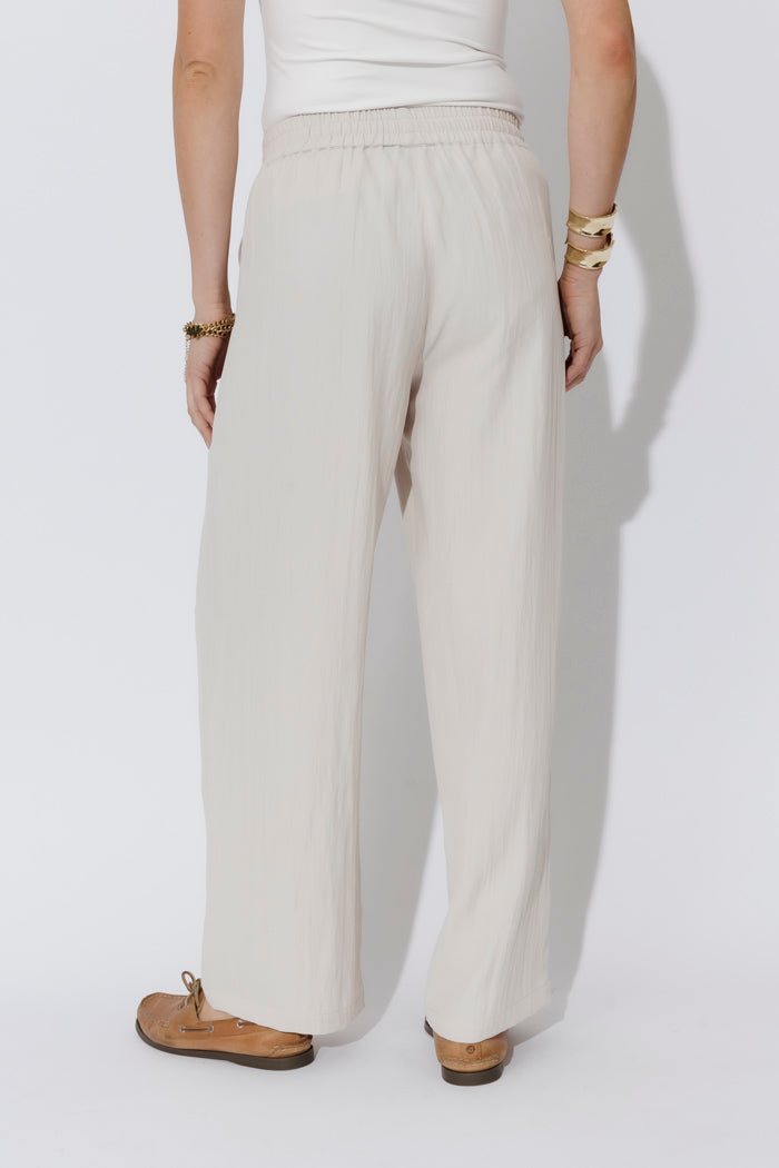 Beige Leisure Drawstring Pant