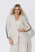 Ivory Euro Stripe Boyfriend Blazer