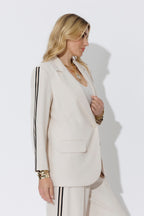 Ivory Euro Stripe Boyfriend Blazer