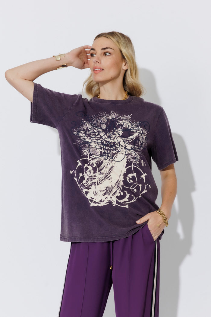 Purple Washed Cotton Angle T-Shirt
