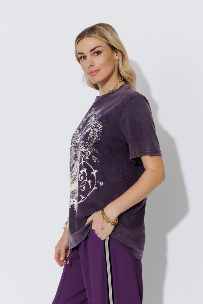 Purple Washed Cotton Angel T-Shirt