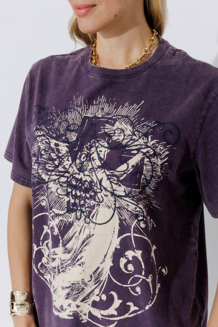 Purple Washed Cotton Angle T-Shirt